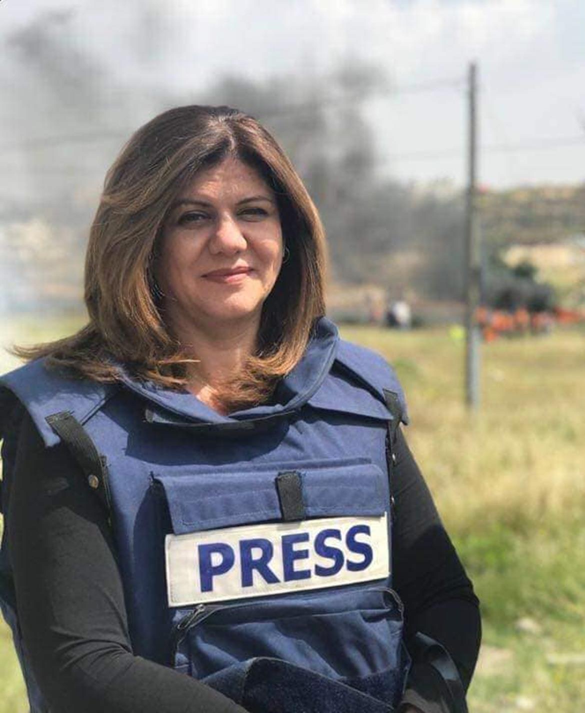 Shireen Abu Akleh, a Palestinian-American journalist, murdered by Israeli army gunfire.