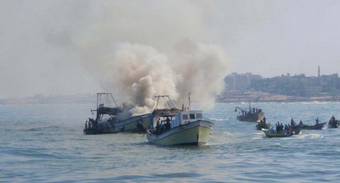 The Israeli navy attacked Palestinian fishermen in the Gaza Strip on Saturday, firing live ammunition and water cannons at their boats