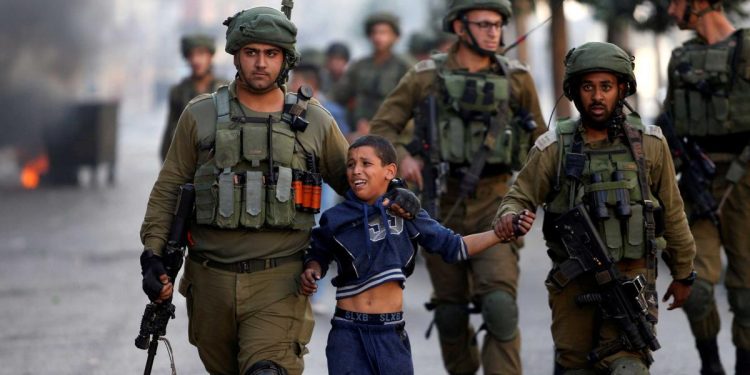 Israeli occupation forces arrested a 13-year-old Palestinian child from Aqabat Jaber refugee camp on Sunday, while he was riding his bicycle near the DCO checkpoint, south of Jericho.