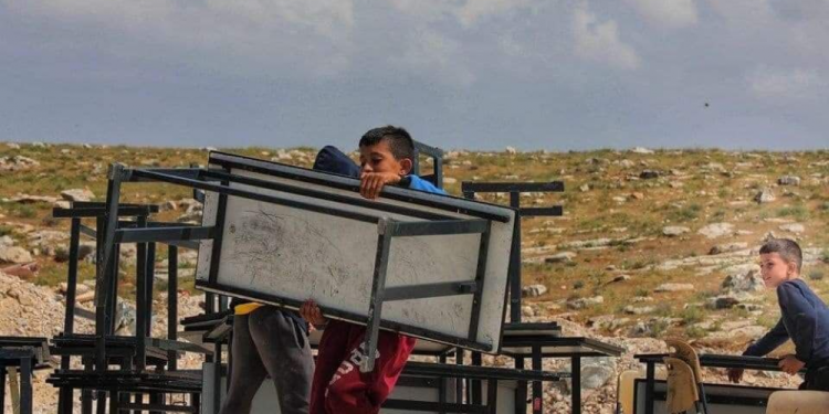 Palestinian Students Begin New School Year Amidst Ruins after Occupation Forces Demolish Their School