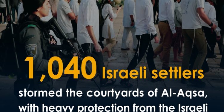 1040 Israeli settlers stormed the courtyards of Al-Aqsa on the 5th day of ‘Sukkot’ holiday