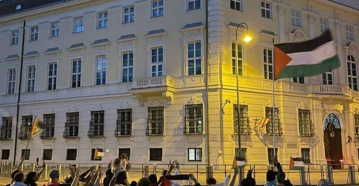 Activists Raise Palestinian Flag in Bold Protest Outside Austrian Chancellery