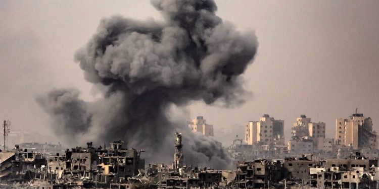 An Israeli airstrike hit the roof of Al-Shifa Hospital, the largest medical facility in the Gaza Strip, on Monday, damaging its solar panels and causing a partial blackout, witnesses and hospital officials said.